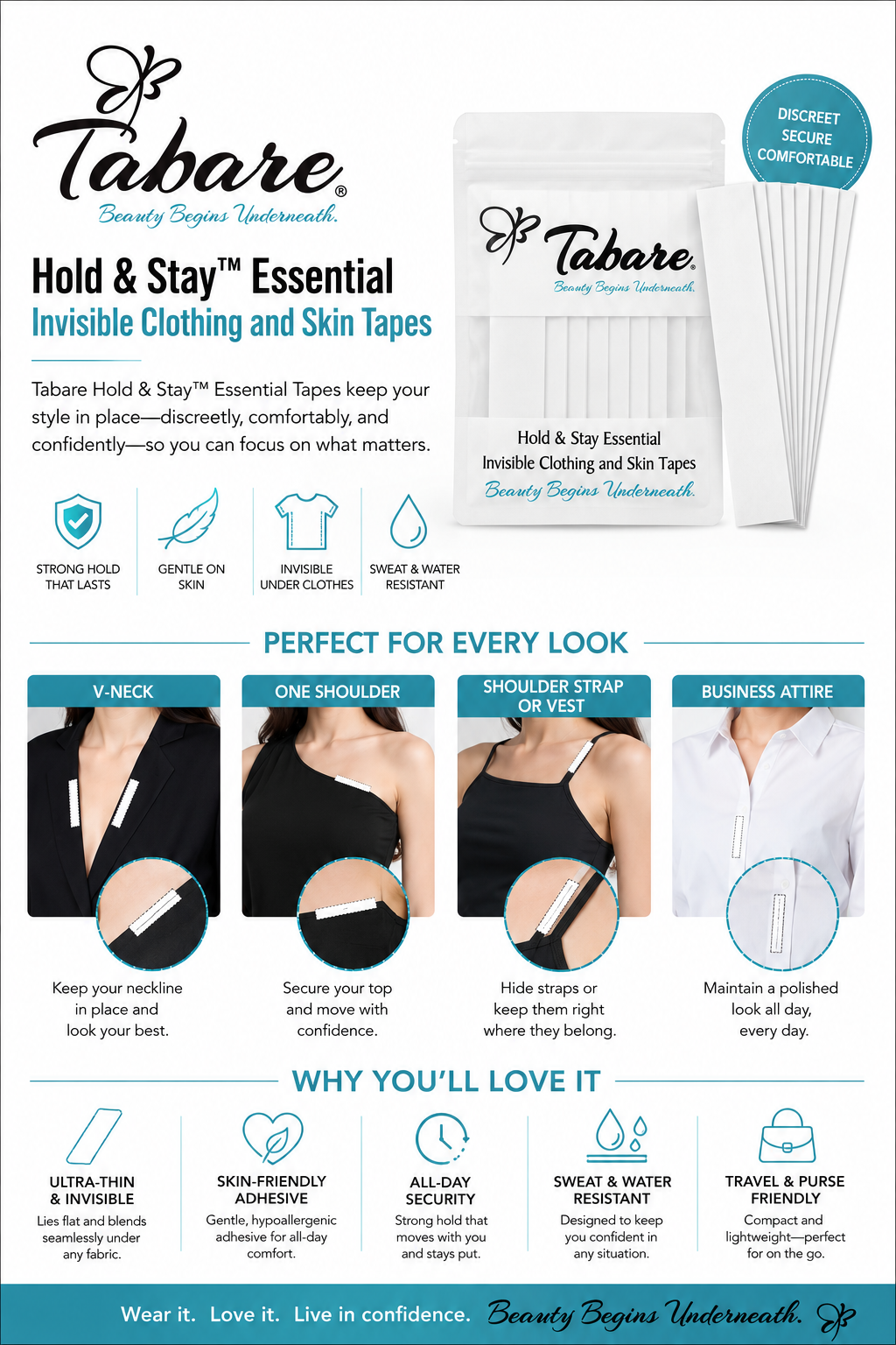 Hold & Stay™ Essential Invisible Clothing Tapes