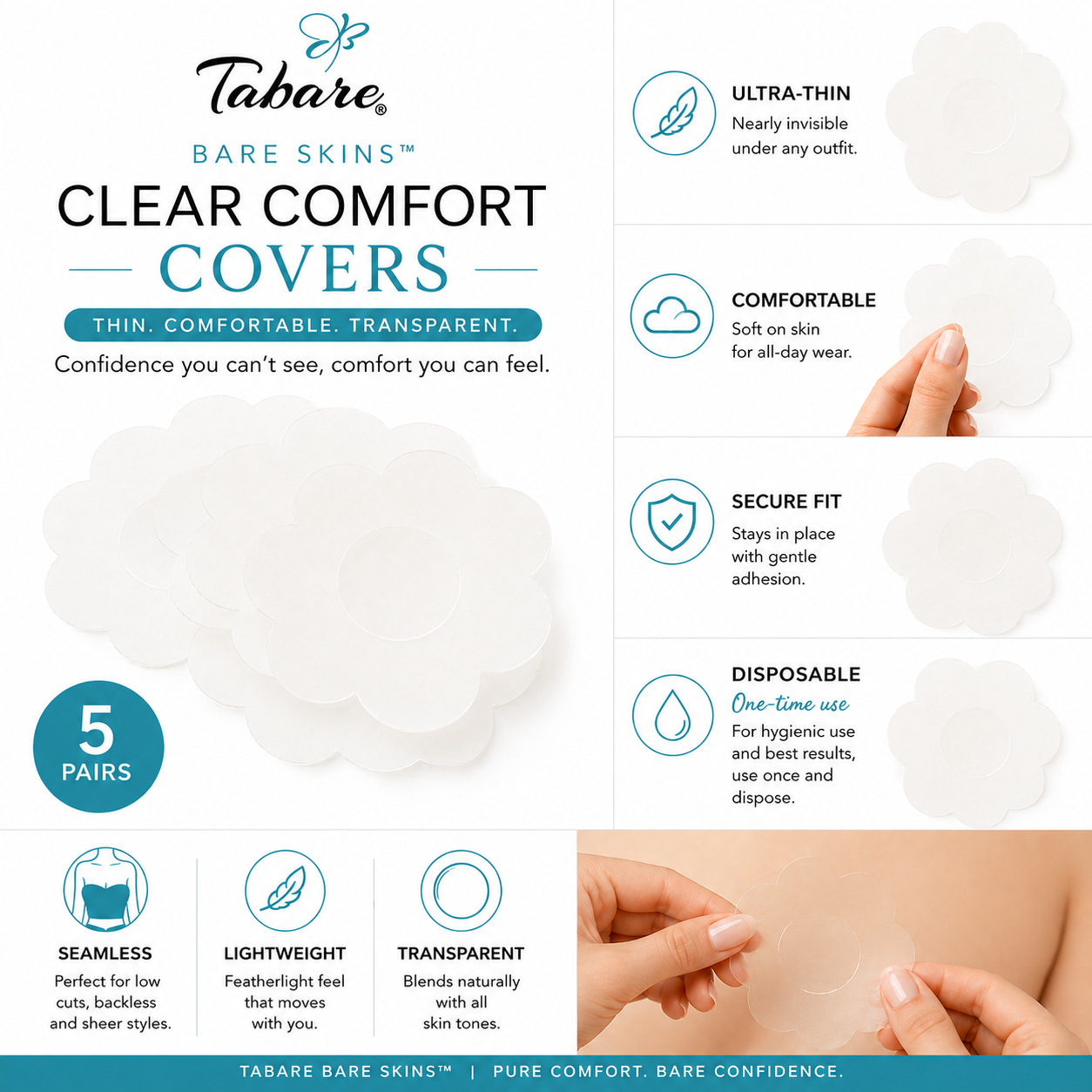 Bare Skins™ Clear Comfort Transparent Nipple Covers