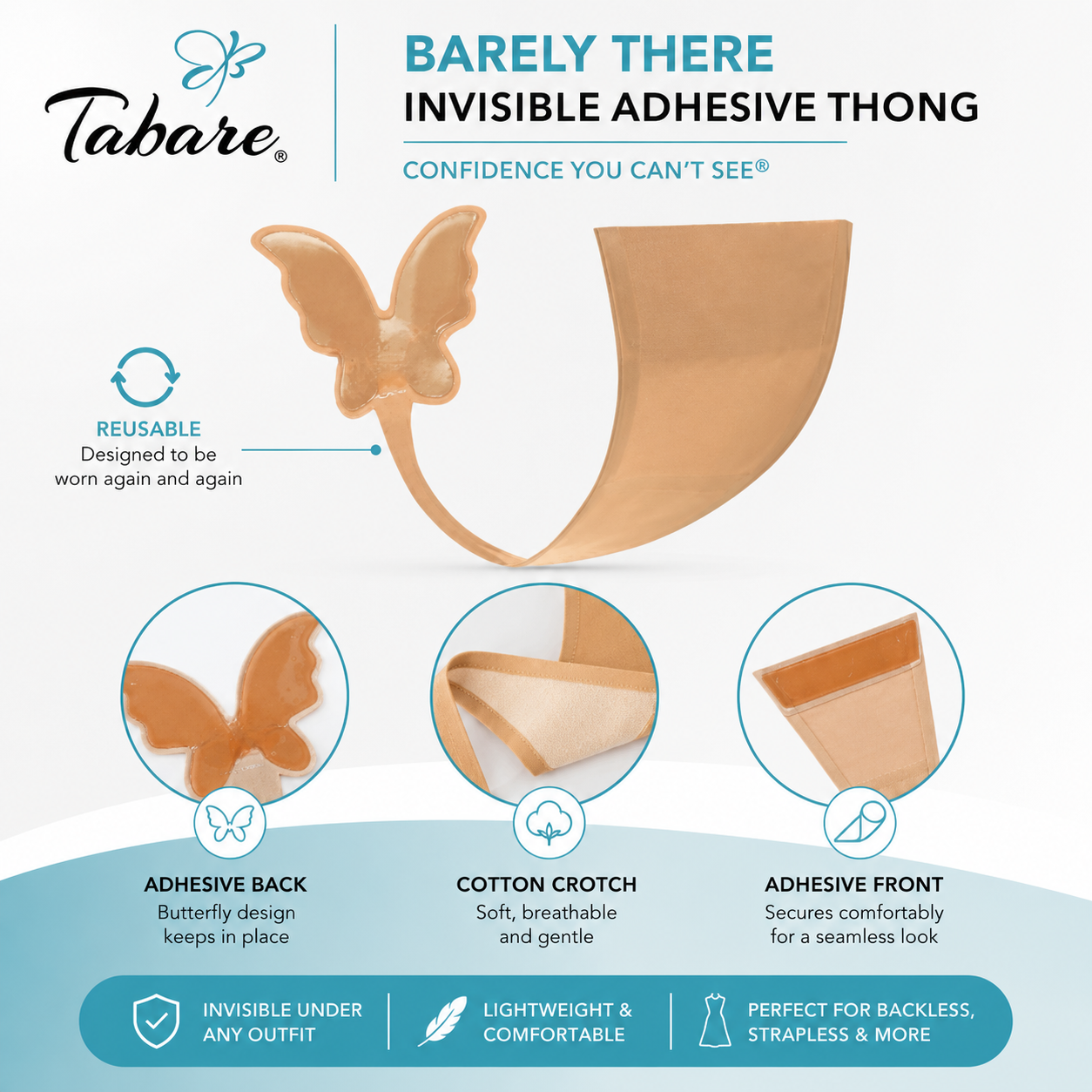 Barely There™ Reusable Adhesive Thong